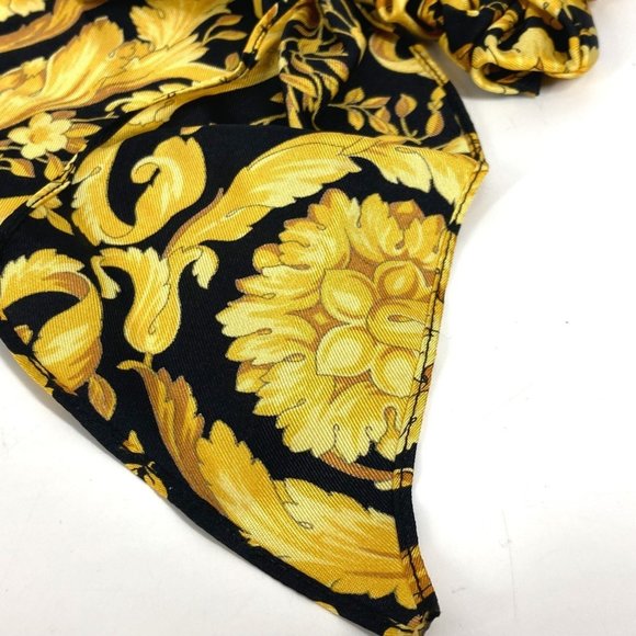 VERSACE Greca Logo Hair Tie Accessory Bicolor Scrunchie Silk Women\'s Yellow main image 6